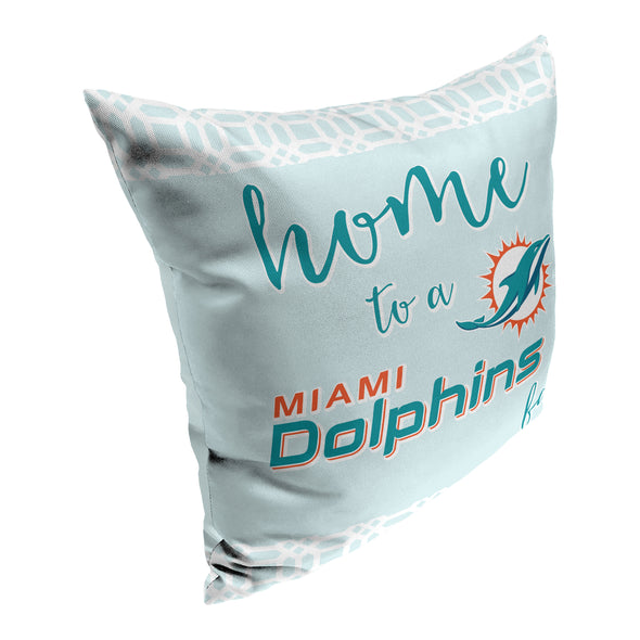 Northwest NFL Miami Dolphins Sweet Home Fan 2 Piece Throw Pillow Cover, 18x18