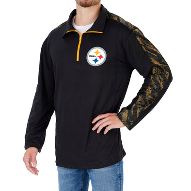 Zubaz NFL Men's Pittsburgh Steelers Elevated 1/4 Zip Pullover W/ Viper Print Accent