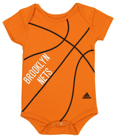 Adidas NBA Infants Brooklyn Nets Short Sleeve Fanatic Creeper, Orange