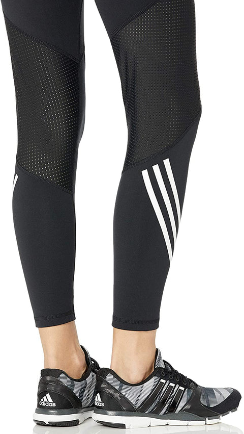 adidas Women's Believe This High Rise 7/8 Length 3-Stripes Tight, Black/White