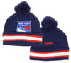 NHL Reebok New York Rangers Kids Cuffed Knit Winter Hat With Pom, Navy