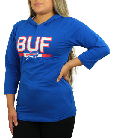 Zubaz NFL Women's Buffalo Bills Solid Team Color Lightweight Pullover