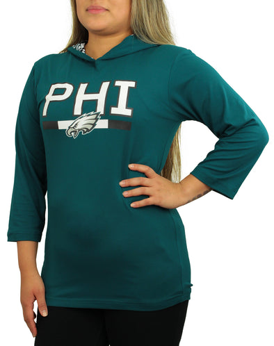Zubaz NFL Women's Philadelphia Eagles Solid Team Color Lightweight Pullover Hoodie