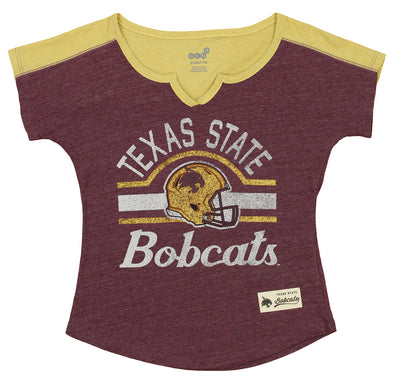 Outerstuff NCAA Youth Girls Texas State Bobcats Tribute Raglan Football Tee Shirt
