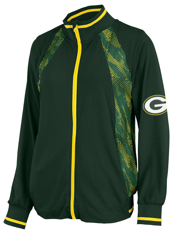 Zubaz NFL Women's Green Bay Packers Elevated Full Zip Viper Accent Jacket