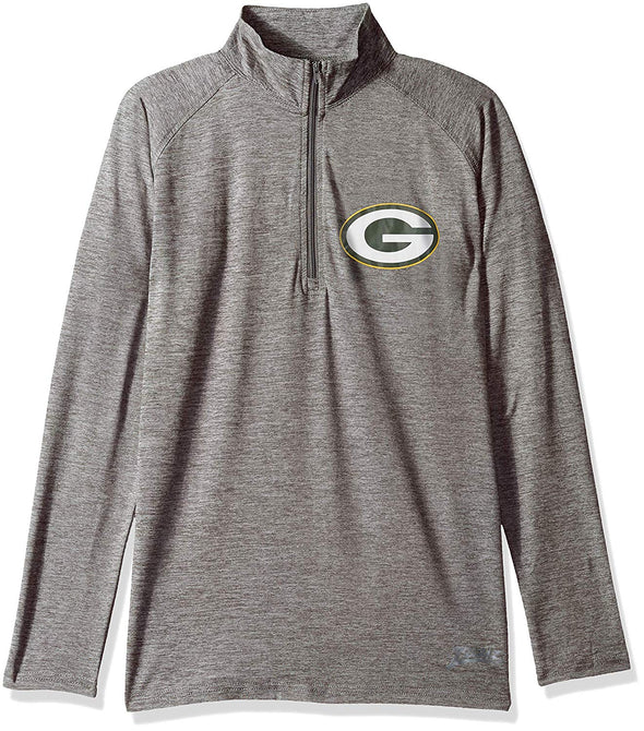 Zubaz NFL Football Women's Green Bay Packers Tonal Gray Quarter Zip Sweatshirt