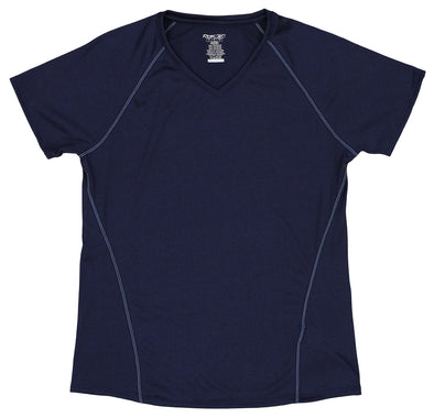 Reebok Speedwick Womens Fitted Athletic S/S V-neck Shirt, NvyBlue