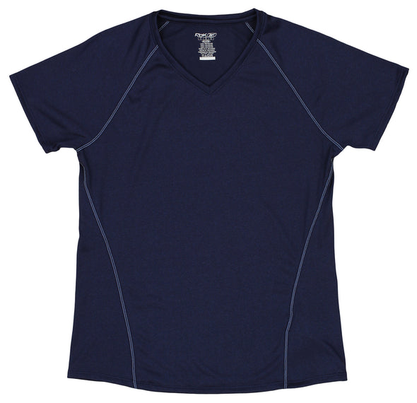 Reebok Speedwick Womens Fitted Athletic S/S V-neck Shirt, NvyBlue