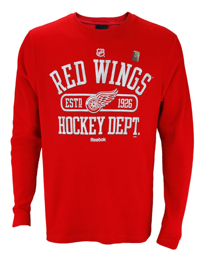 Reebok NHL Hockey Men's Detroit Red Wings Long Sleeve Thermal Shirt, Red