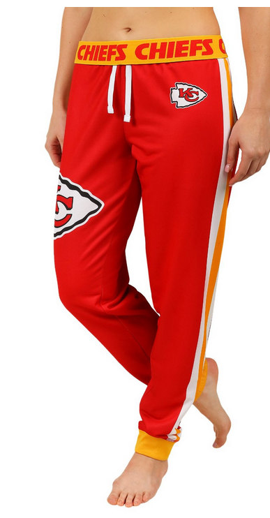 KLEW NFL Women's Kansas City Chiefs Cuffed Jogger Pants, Red