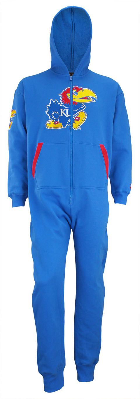 KLEW NCAA Unisex Kansas Jayhawks One Piece Jumpsuit, Blue