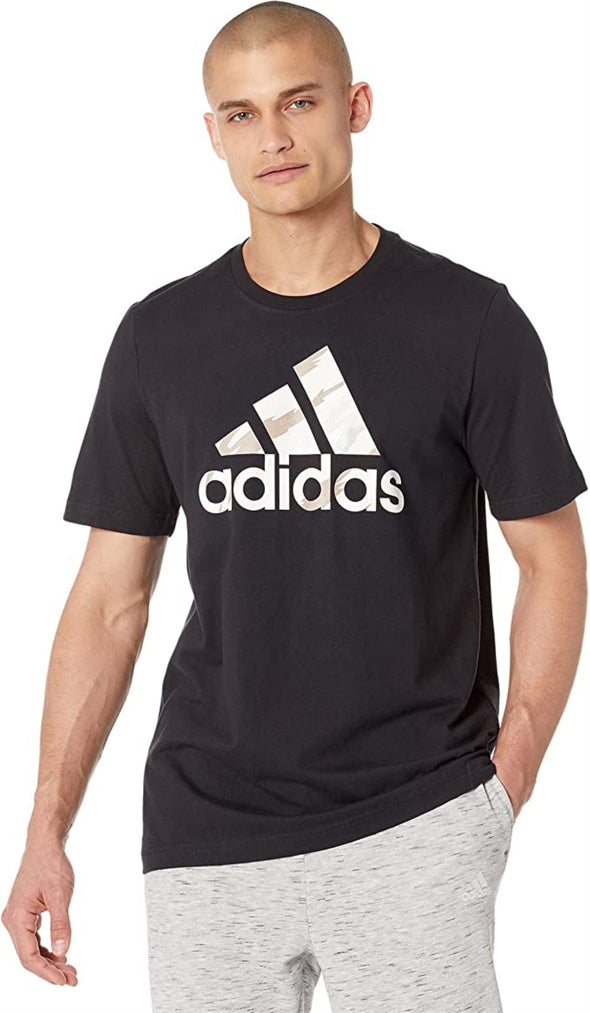 Adidas Men's Essential Single Jersey Camo Print Tee, Black
