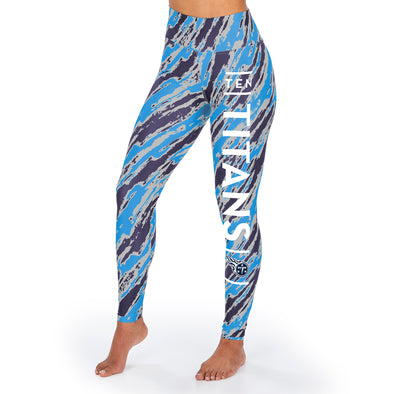 Zubaz NFL Women's Tennessee Titans Diagonal Streak Leggings