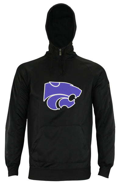 OuterStuff NCAA Men's Kansas State Wildcats Fan Basic 1/4 Zip Hoodie, Black