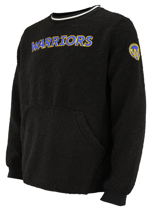 FISLL NBA Men's Golden State Warriors Moto Sherpa Crew Neck Sweatshirt