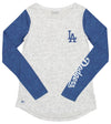 FOCO MLB Women's Los Angeles Dodgers Heathered Boyfriend Long Sleeve T-Shirt