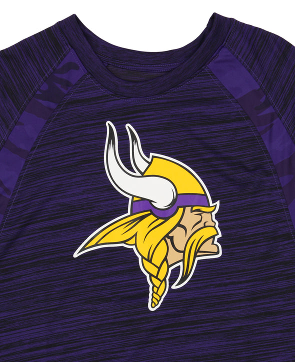 Zubaz NFL Men's Minnesota Vikings Tonal Camo Raglan T-Shirt