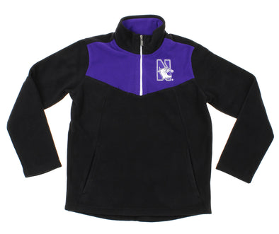 NCAA Youth Northwestern Wildcats Break Point 1/4 Zip Pullover Sweater, Black