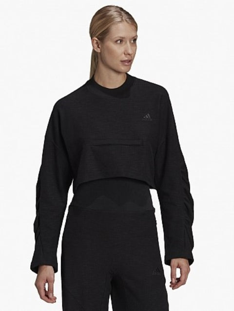adidas Women's Yoga Crop Crew Sweatshirt, Black