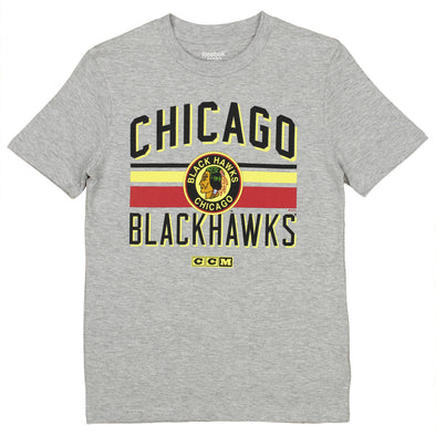CCM NHL Youth Boys Chicago Blackhawks Team Tee Shirt, Grey