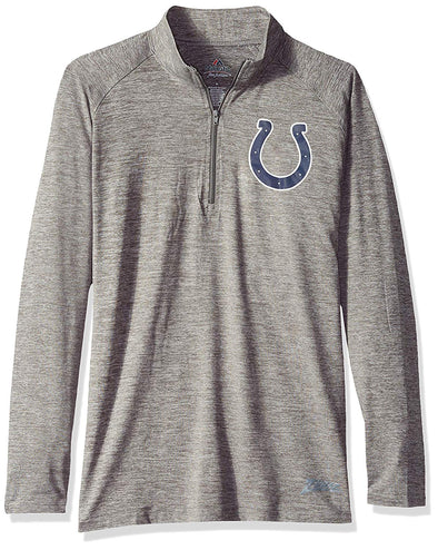 Zubaz NFL Football Women's Indianapolis Colts Tonal Gray Quarter Zip Sweatshirt