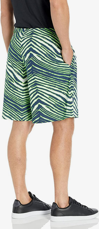 Zubaz Seattle Seahawks NFL Men's Classic Zebra Print Shorts with Team Logo