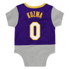 Outerstuff Los Angeles Lakers Kyle Kuzma #0 NBA Infants Referee Creeper, Purple/Grey