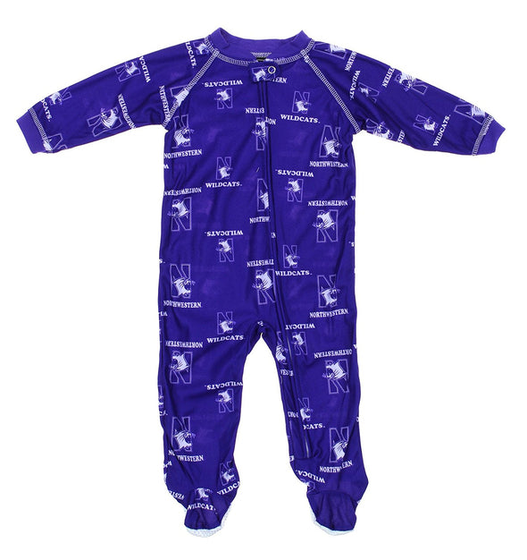 NCAA Little Boys Northwestern Wildcats Infant/Toddlers Raglan Zip-up Coverall Sleeper