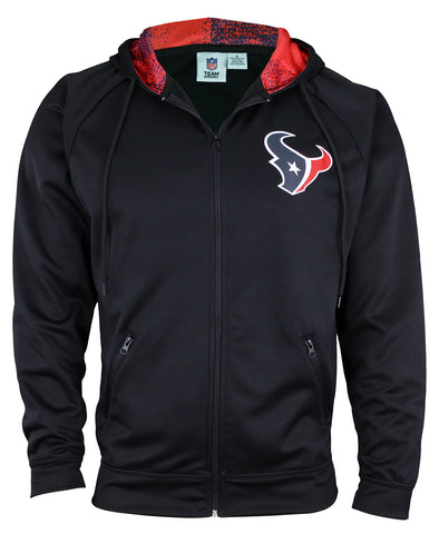 Zubaz NFL Men's Houston Texans Full Zip Fleece Zip Up Hoodie