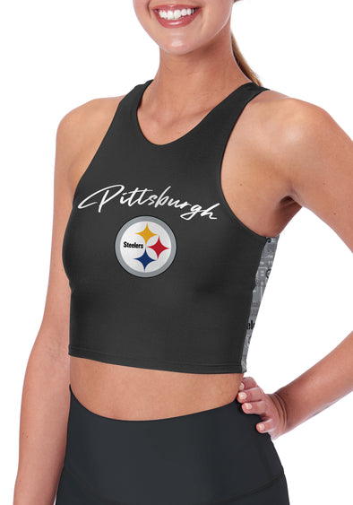 Certo By Northwest NFL Women's Pittsburgh Steelers Crosstown Midi Bra, Black