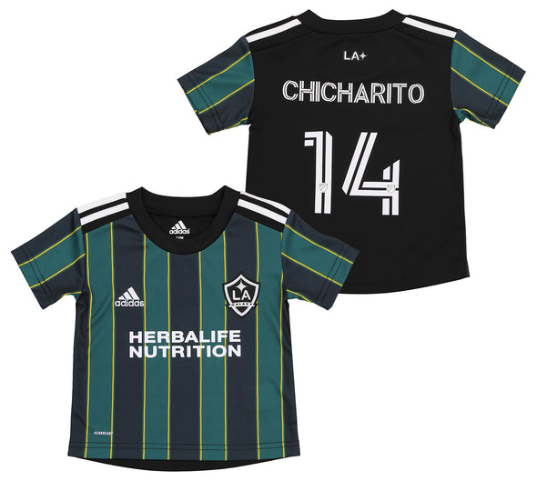adidas LA Galaxy Javier Chicharito Hernández #14 MLS Infant (12M-24M) Secondary Replica Jersey, Black/Green