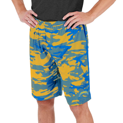 Zubaz Men's NFL Los Angeles Chargers Lightweight Camo Lines Shorts with Logo