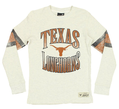 NCAA Youth Texas Longhorns Long Sleeve Henley Shirt, Cream