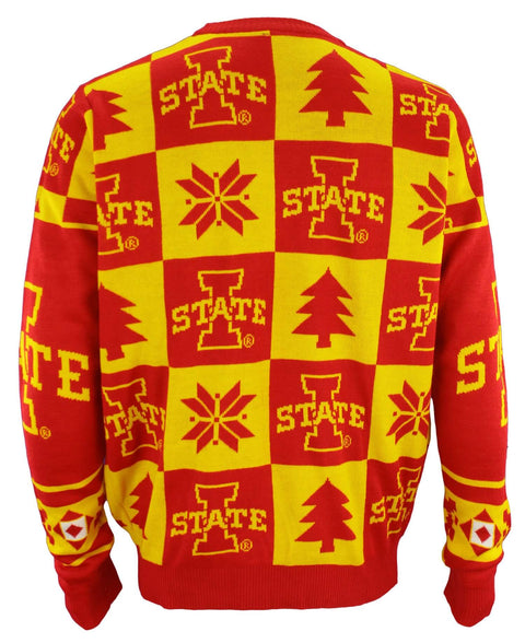 FOCO NCAA Men's Iowa State Cyclones Patches Ugly Crew Neck Sweater