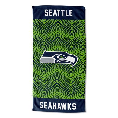 Zubaz by Northwest Seattle Seahawks NFL Classic Zebra Print Beach Towel, 30x60