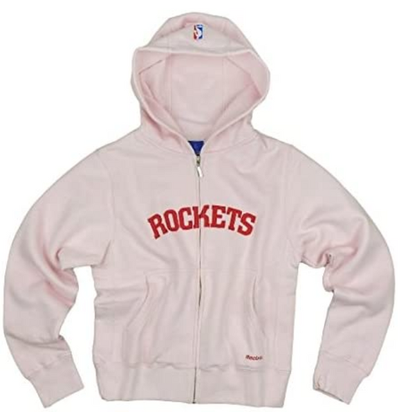 Reebok NBA Basketball Women's Juniors Houston Rockets Full Zip Hoodie, Pink
