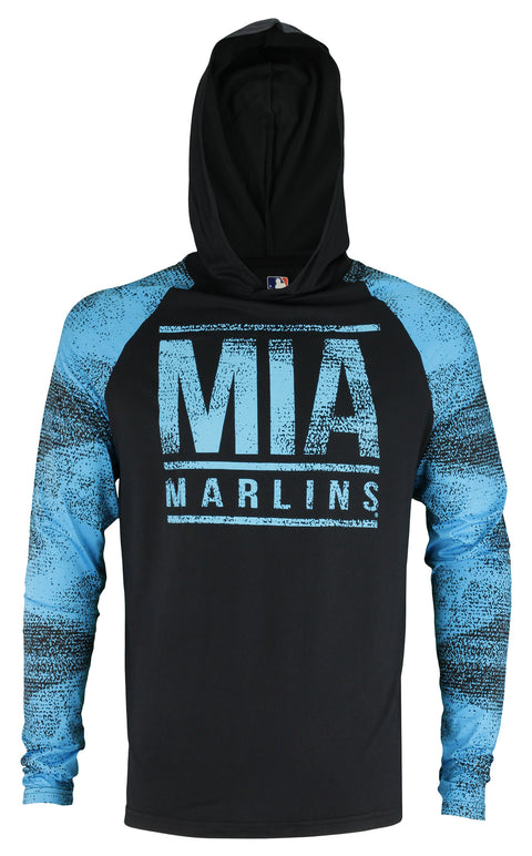 Zubaz MLB Baseball Men's Miami Marlins Static Stripe Hooded Shirt
