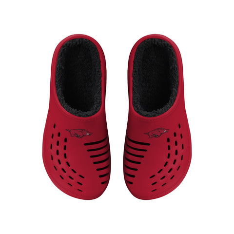 FOCO NCAA Men's Arkansas Razorbacks Tide Sherpa Lined Big Logo Clogs