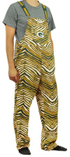 Zubaz NFL Men's Green Bay Packers Zebra Printed Team Bib Overalls