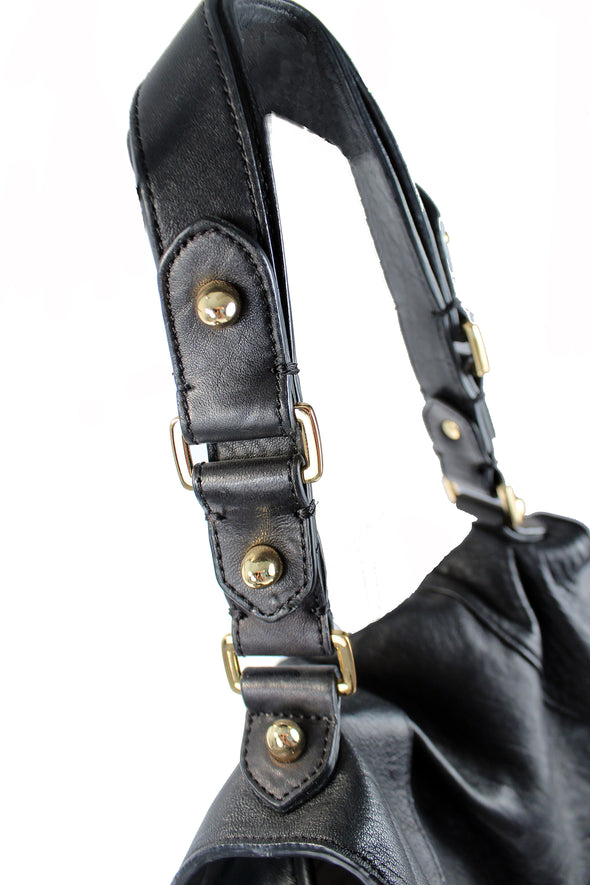CC Skye The Ashley Barrett Studded Leather Satchel Bag Purse - Black