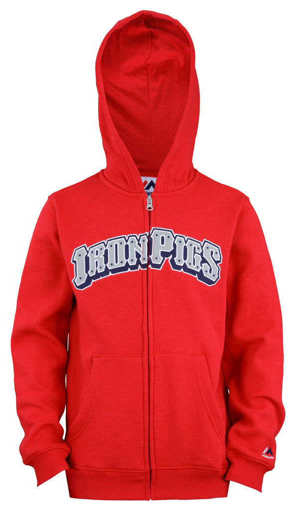 Outerstuff MILB Youth (8-18) Lehigh Valley Ironpigs Wordmark Hoodie, Red