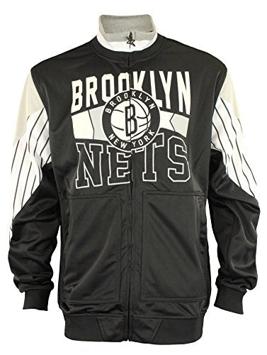 Zipway NBA Men's Brooklyn Nets Step Up Full Zip Athletic Jacket, Black