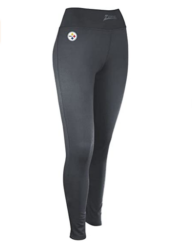 Zubaz NFL Women's Pittsburgh Steelers Solid Leggings, Charcoal