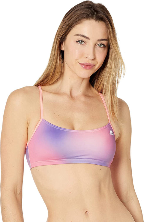 adidas Women's Standard Melbourne Printed Bikini Top, Acid Red/White