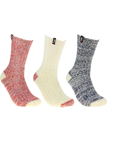 Pajar Women's Winter Boot 3 Pack Socks, Red-White-Navy, Size 9-11