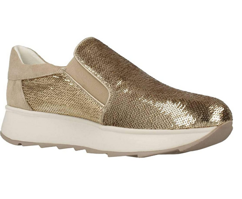 Geox Women's D Gendry A Low-Top Sneakers, Taupe Gold