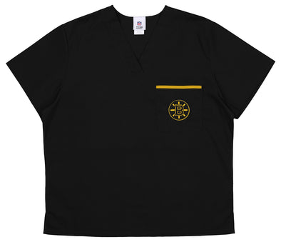 Fabrique Innovations NHL Unisex Boston Bruins Team Logo Scrub Top