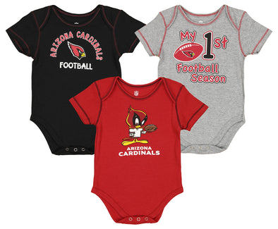 Outerstuff NFL Newborn Arizona Cardinals 3-Pack Short Sleeve Creeper Set