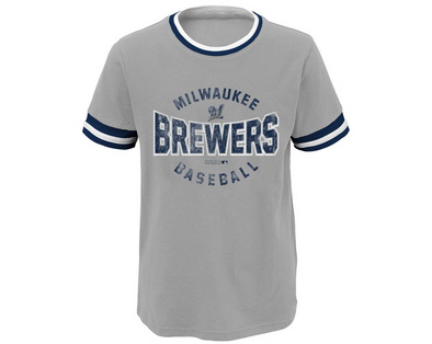 Outerstuff MLB Youth Milwaukee Brewers Short Sleeve Ringer Tee