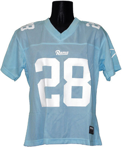 Reebok NFL Women's Los Angeles Rams Marshall Faulk #28 Dazzle Jersey, Sky Blue